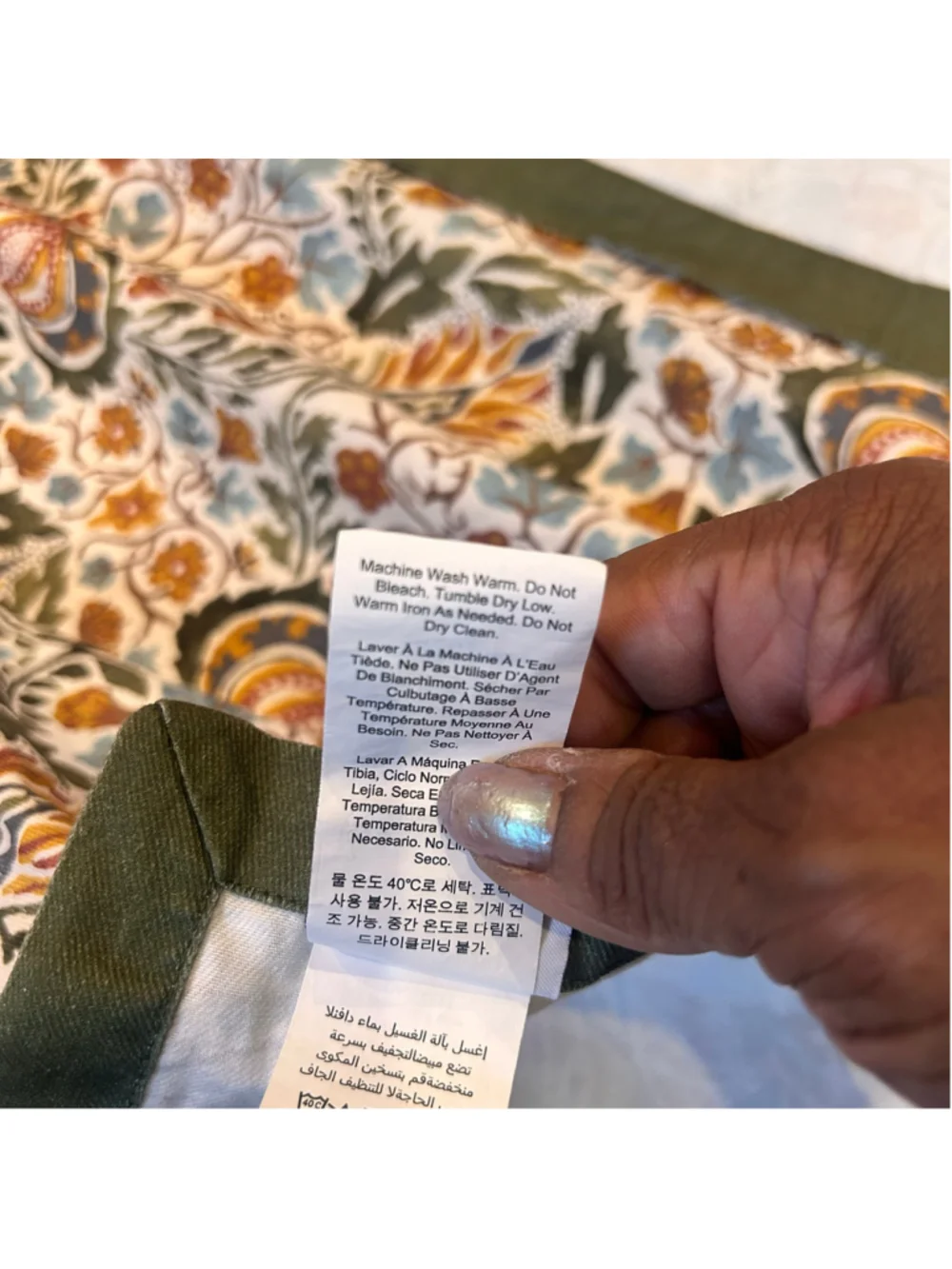 Williams Sonoma Morris & Co. Floral Tablecloth Green Cotton 70x108